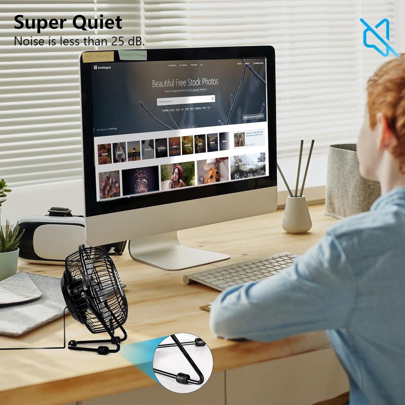 Beestar 4 Inch Mini Fan with Metal Construction,Powerful USB Powered,360° Rotation desk Personal Cooling Usb fans small quiet for Home Office Bedroom - Image 2